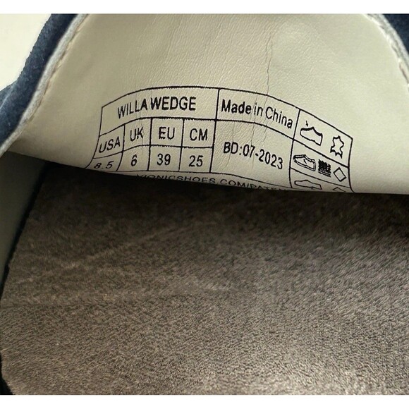 Vionic Willa Wedge Suede Leather Platform Loafers Shoes Womens Sz 8.5 Navy Blue - Picture 4 of 12